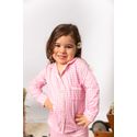 Pijama Infantil Unissex Americano Longo Xadrez Branco e Rosa