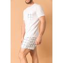 Pijama Masculino Curto Xadrez Azul