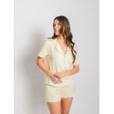 Pijama Feminino Americano Curto Vichy Amarelo