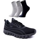 Kit Tênis Asc Lege 21 para Treino, Academia e Esportes - Preto + 03 Pares de Meias Cano Alto
