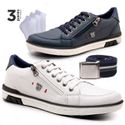 Kit Combo 2 Pares de Sapatênis Calce Facil Franshoes + 1 Cinto + 3 Meias Sport