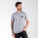 Camiseta Masculina Franshoes Casual 100% Algodão Coroa Cinza Manga Curta 