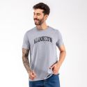Camiseta Masculina Franshoes Casual 100% Algodão Brooklyn Cinza Manga Curta