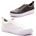 Kit 2 Pares Sapatênis Masculino Franshoes Full Branco e Preto com Elástico
