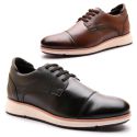 Kit 2 pares Sapatênis Casual Masculino Franshoes Taurus Preto e Capuccino