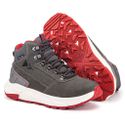 Bota Everest Coturno Masculino Couro Resistente Sola EVA Confortável - Cinza Vermelho - Extra Leve