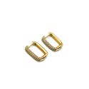 Brinco Argola M Retangular Cravejada Banhado a Ouro