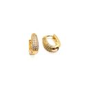 Brinco Argola M Oval Abaulada Cravejada Banhado a Ouro