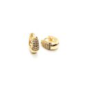 Brinco Argola P Oval Abaulada Cravejada Banhado a Ouro