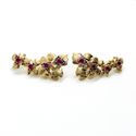Brinco Earcuff Flores Rubi Banhado a Ouro