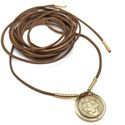 Colar Courinho Marrom Amarração São Bento Banhado a Ouro