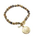 Pulseira Pedras Naturais com São Bento Banhado a Ouro