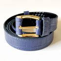 Cinto Basic Marinho Croco em Couro Legítimo