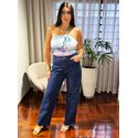Calça Plus Size Wideleg Jeans Escuro Loopper