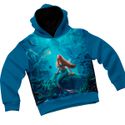 Blusa de Frio Moletom Infantil Grosso Confortável Pequena Sereia Azul Turquesa