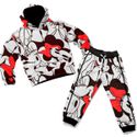 Conjunto Moletom Infantil Blusa de Frio e Calça Personagens Minnie Branco e Preto