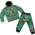 Conjunto Moletom Infantil Blusa de Frio e Calça Personagens Minecraft Verde