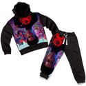 Conjunto Moletom Infantil Blusa de Frio e Calça Personagens Spider Miles Morales Preto