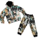 Conjunto Moletom Infantil Blusa de Frio e Calça Personagens Cachorrinhos Marrom