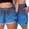 Kit Short Casal Masculino Feminino Degrade Cinza Azul