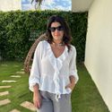 Blusa Feminina Manga Longa com Jabo - Off White