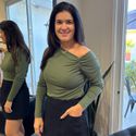 Blusa Feminina Manga Longa Ombro Assimétrico - Verde
