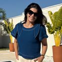 Blusa Feminina Viscolinho Pesponto - Azul