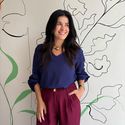 Blusa Feminina Pregas Viscolinho - Marinho