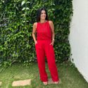 Calça Feminina Alfaiataria Cós de Pregas - Vermelho