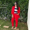 Calça Feminina Reta Alfaiataria - Vermelho