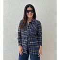 Camisa Feminina Xadrez - Marinho