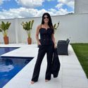 Conjunto Feminino Colete e Calça Flare - Preto