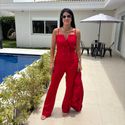 Conjunto Feminino Colete e Calça Flare - Vermelho