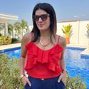 Regata Feminina Crepe Babados Frontais - Vermelho