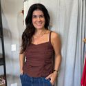 Regata Feminina Viscolinho Franzido - Marrom