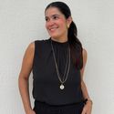 Regata Feminina Crepe Gola Pregas - Preto