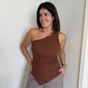 Regata Feminina Karol Canelada - Marrom