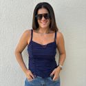 Regata Feminina Viscolinho Franzido - Marinho