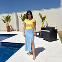 Saia Feminina Midi Genova - Azul Claro