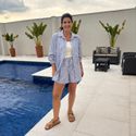 Shorts Feminino Listrado - Azul