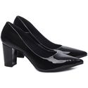 Sapato Scarpin Salto Bloco Grosso Preto