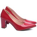 Sapato Scarpin Salto Bloco Grosso Vermelho
