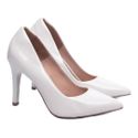 Sapato Scarpin Salto Fino Verniz Off White