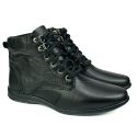 Bota Feminina em Couro Solado Confort de Amarrar 58F211-PRETO