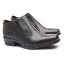 Bota Social Masculino Calvest Cano Curto em Couro Com Ziper Preto - 1920836