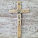Crucifixo Mesa e Parede -Madeira com medalha de São Bento 35 cm