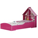 Cama Solteiro Infantil Gelius Casinha com 4 Divisorias e Adesivo Decorativo Rosa Pink
