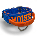 Coleira Poderosso Personalizada Azul e Laranja