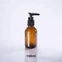 Frasco De Vidro Âmbar 150ml + Válvula Pump R24 - Preta