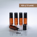 Frasco de Vidro Âmbar Roll-on Grosso 05ml Preto